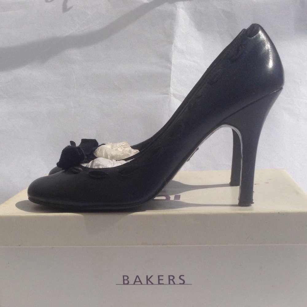 Bakers Shoes CLARA Rounded Toe Navy Stiletto Heel
